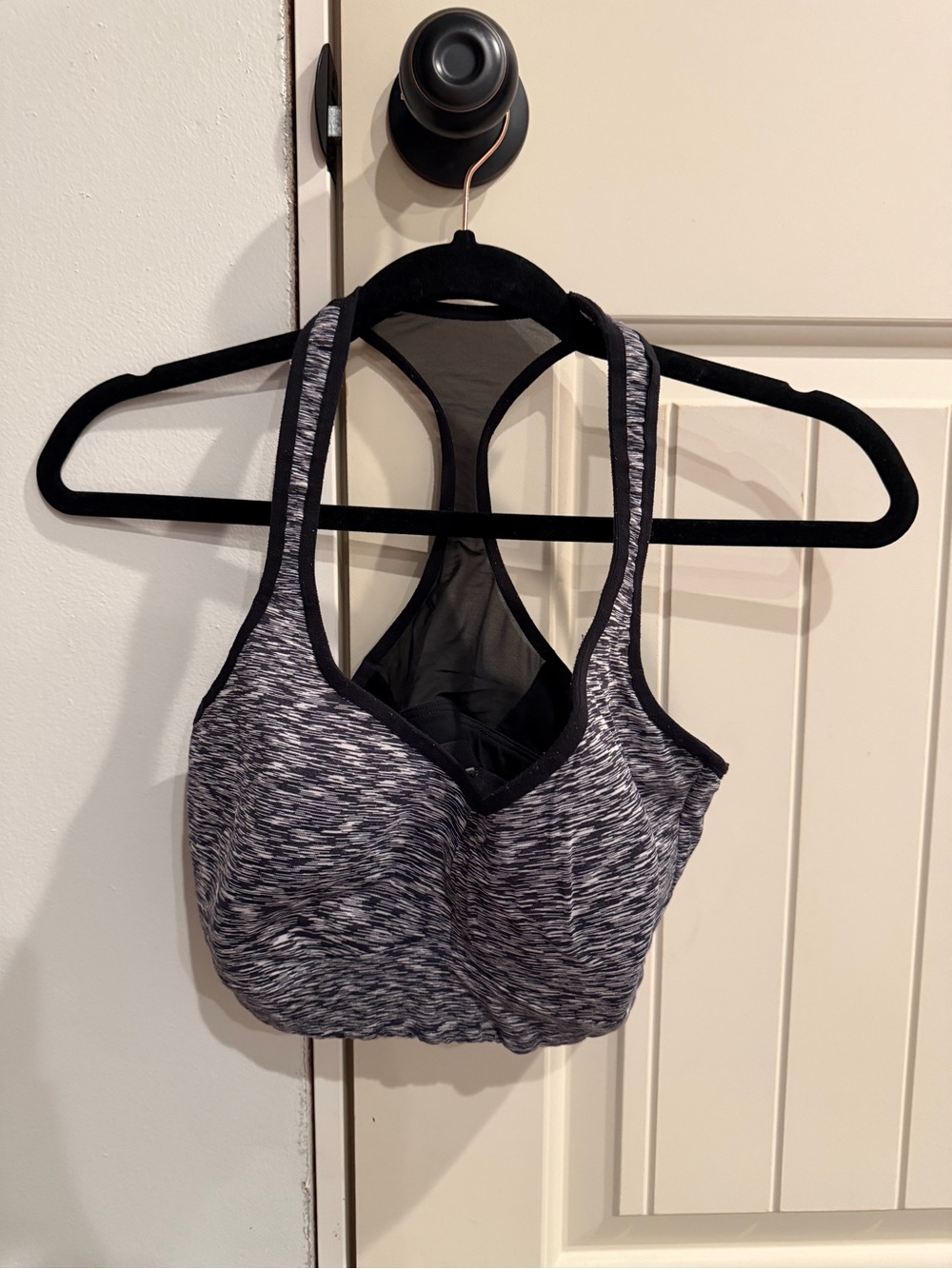 Black & Gray Heather Racerback Sports Bra - Women